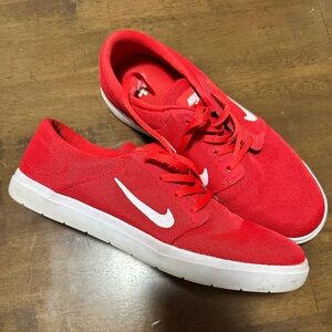 Nike Red and White Low-Top Sneakers